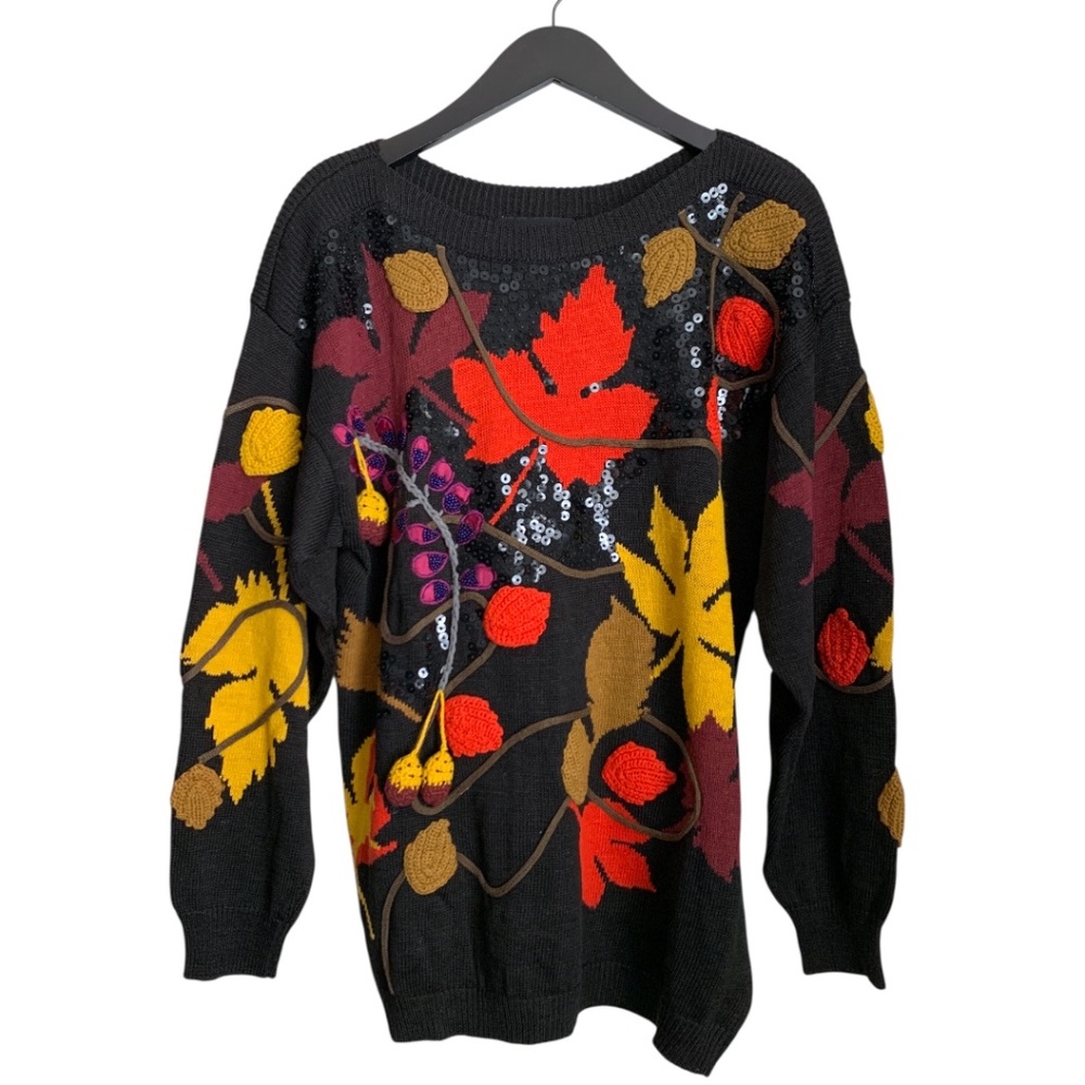 VTG Spree International Women's Fall Autumn Sweater Sz Medium Fall Embellished